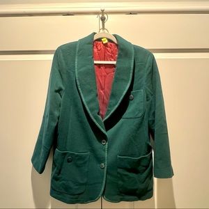 Vintage Green Wool Cashmere Blend Suit Jacket